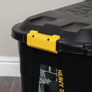 110L Heavy Duty Lockable Stackable Storage Chest Trunk on Wheels with Clips in Black
