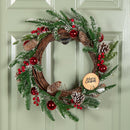 50cm Christmas Pinecone Wreath with Red Berries and Baubles