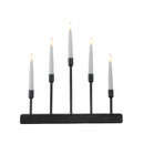 32cm Battery Operated Light Up Black Metal Christmas Candlebridge With 5 Warm White LEDs