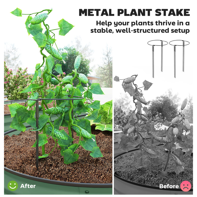 Outsunny Set of 2 Raised Beds for Garden with Metal Plant Stakes, Green
