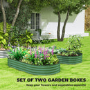 Outsunny Set of 2 Raised Beds for Garden with Metal Plant Stakes, Green