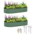 Outsunny Set of 2 Raised Beds for Garden with Metal Plant Stakes, Green