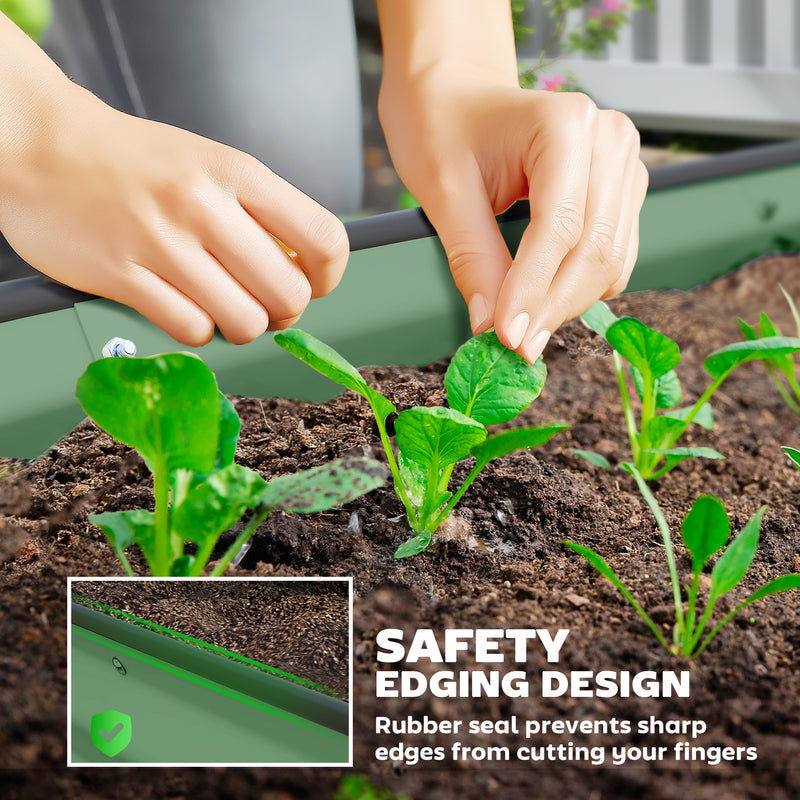 Outsunny Set of 2 Raised Beds for Garden with Metal Plant Stakes, Green