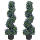Artificial Lavender Topiary Tree With 315 Leaves And 315 Flowers, Set Of 2