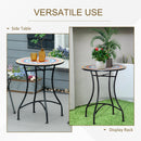 Outsunny 60cm Mosaic Round Bistro Table Outdoor Garden Side Table, Red