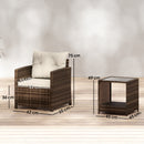 Outsunny Rattan Garden Furniture Bistro Set with Cushion, Mixed Brown