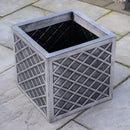 30cm/39cm Square Plastic Pewter Effect Grey Garden Patio Planter