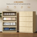 HOMCOM Bedroom Chest of Drawers, 4 Drawers Dresser, Drawer Unit, Natural