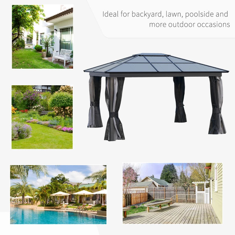 Outsunny Hardtop Gazebo 3.6 x 4m - Black & Dark Grey