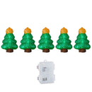 12cm Set of 5 Battery Operated Light up Christmas Tree Ornaments with 50 Cool White LEDs