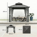 Outsunny 3 X 3(m) Hardtop Gazebo With Metal Roof, Netting And Curtains, Grey