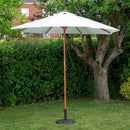 Outdoor 6 Person Folding Rectangular Wooden Garden Dining Table Chairs Cream Parasol and Base set