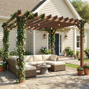 Outsunny 3.6 x 3 m Wooden Pergola Gazebo Grape Trellis, Maple Wood-effect
