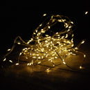 200 LED 10m Premier MicroBrights Indoor Outdoor Christmas Multi Function Battery Operated Lights with Timer on Pin Wire in Warm White