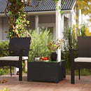 Outsunny Outdoor Coffee Table With Glass Top, Rattan Side Table