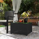 Outsunny Outdoor Coffee Table With Glass Top, Rattan Side Table