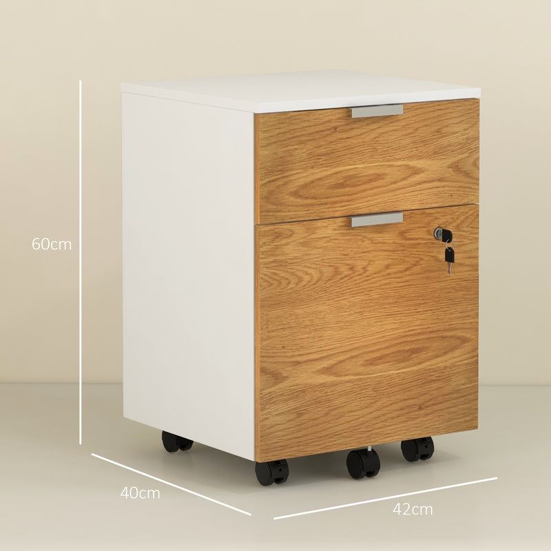 HOMCOM 2 Drawer Filing Cabinet with Adjustable Hanging Bars for A4 and Letter