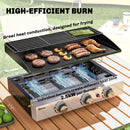 Outsunny 3 Burner Grill Griddle, Tabletop Gas BBQ With Grease Cup, Black