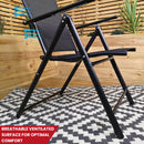 Set of 2 Outdoor Garden Patio Multi Position Reclining Folding Chair in Black