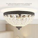 HOMCOM Chandelier Crystal Ceiling Light With E14 Base 2-Lights, Black