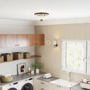 HOMCOM Chandelier Crystal Ceiling Light With E14 Base 2-Lights, Black