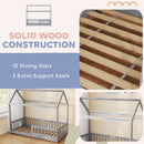 HOMCOM House-Shaped Kids Bed Frame with Guard Rails for Boys Girls, Grey