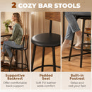 HOMCOM Space Saving Bar Table And PU Leather Stools For 2, Rustic Brown