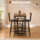 HOMCOM Space Saving Bar Table And PU Leather Stools For 2, Rustic Brown
