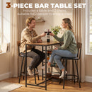 HOMCOM Space Saving Bar Table And PU Leather Stools For 2, Rustic Brown