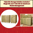 2.02m x 1.22m Large Wooden Outdoor Garden Triple Wheelie Bin Store Storage for 3 Bins