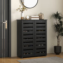 HOMCOM Shoe Storage Cabinet with Slatted Doors for 15 Pairs of Shoes Black