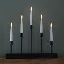 32cm Battery Operated Light Up Black Metal Christmas Candlebridge With 5 Warm White LEDs