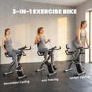SPORTNOW 3-In-1 Folding Exercise Bike with Resistance Bands, Black