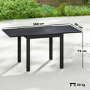 Outsunny Aluminium Extending Garden Table With Faux Wood Slatted Top, Black