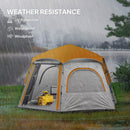 Outsunny Instant Camping Tent, 4 Person Easy Setup Dome Tent - Dark Grey/Light Grey/Yellow