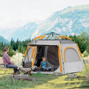 Outsunny Instant Camping Tent, 4 Person Easy Setup Dome Tent - Dark Grey/Light Grey/Yellow
