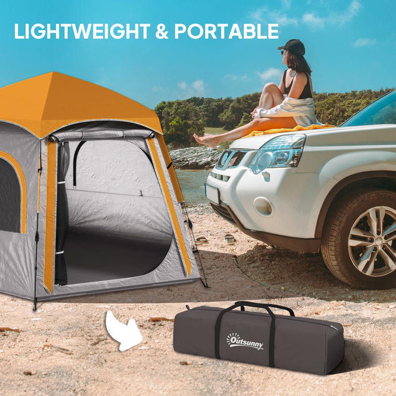 Outsunny Instant Camping Tent, 4 Person Easy Setup Dome Tent - Dark Grey/Light Grey/Yellow