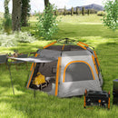 Outsunny Instant Camping Tent, 4 Person Easy Setup Dome Tent - Dark Grey/Light Grey/Yellow