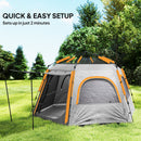 Outsunny Instant Camping Tent, 4 Person Easy Setup Dome Tent - Dark Grey/Light Grey/Yellow