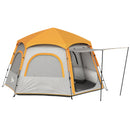 Outsunny Instant Camping Tent, 4 Person Easy Setup Dome Tent - Dark Grey/Light Grey/Yellow