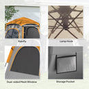 Outsunny Instant Camping Tent, 4 Person Easy Setup Dome Tent - Dark Grey/Light Grey/Yellow