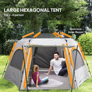 Outsunny Instant Camping Tent, 4 Person Easy Setup Dome Tent - Dark Grey/Light Grey/Yellow