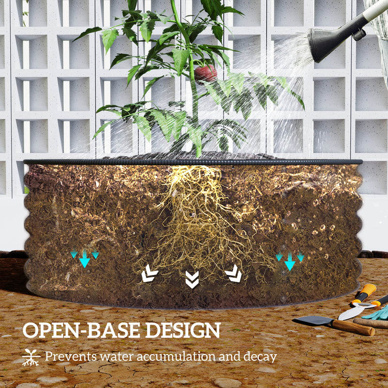 Outsunny Galvanised Planter with Gloves, 120 x 120 x 43cm, Light Green