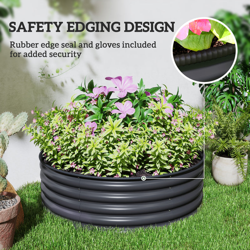 Outsunny Galvanised Planter with Gloves, 120 x 120 x 43cm, Light Green