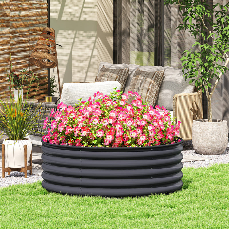 Outsunny Galvanised Planter with Gloves, 120 x 120 x 43cm, Light Green