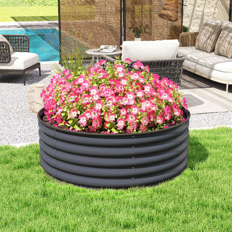 Outsunny Galvanised Planter with Gloves, 120 x 120 x 43cm, Light Green