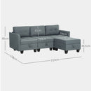 HOMCOM Convertible Modular Sectional Sofa w/ Storage Wood Frame