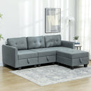 HOMCOM Convertible Modular Sectional Sofa w/ Storage Wood Frame