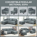 HOMCOM Convertible Modular Sectional Sofa w/ Storage Wood Frame