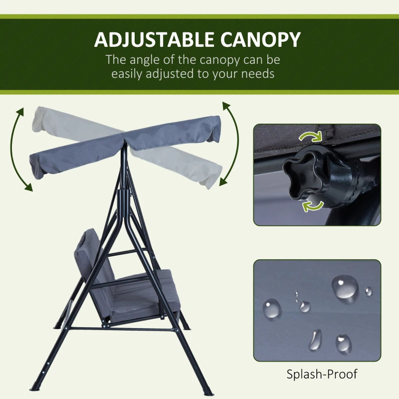 Outsunny  Metal Swing Chair 3-Seater - Grey